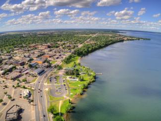 An aerial view of Bemidji, Minnesota